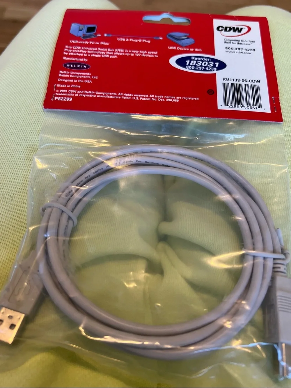 New 6' USB A to B Device Cable - Gray connect printer or scanner